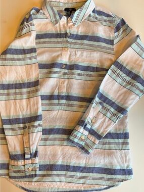 GAP Women’s Popover Tunic Light Blue, White & Navy Striped Shirt